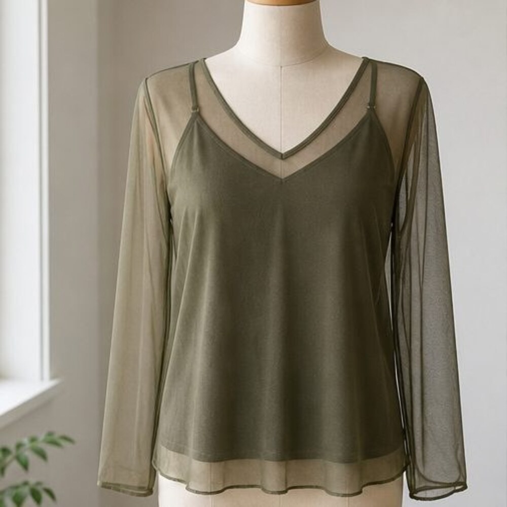 Olive V Neck Top